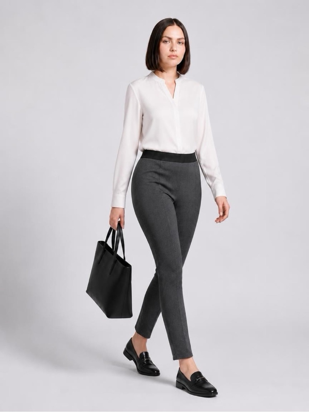 Vera Wang Charcoal Stretch Ponte Chinos
